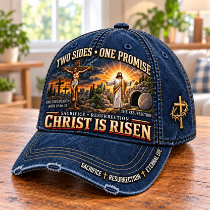 Christ Is Risen Two Sides One Promise Baseball Cap
