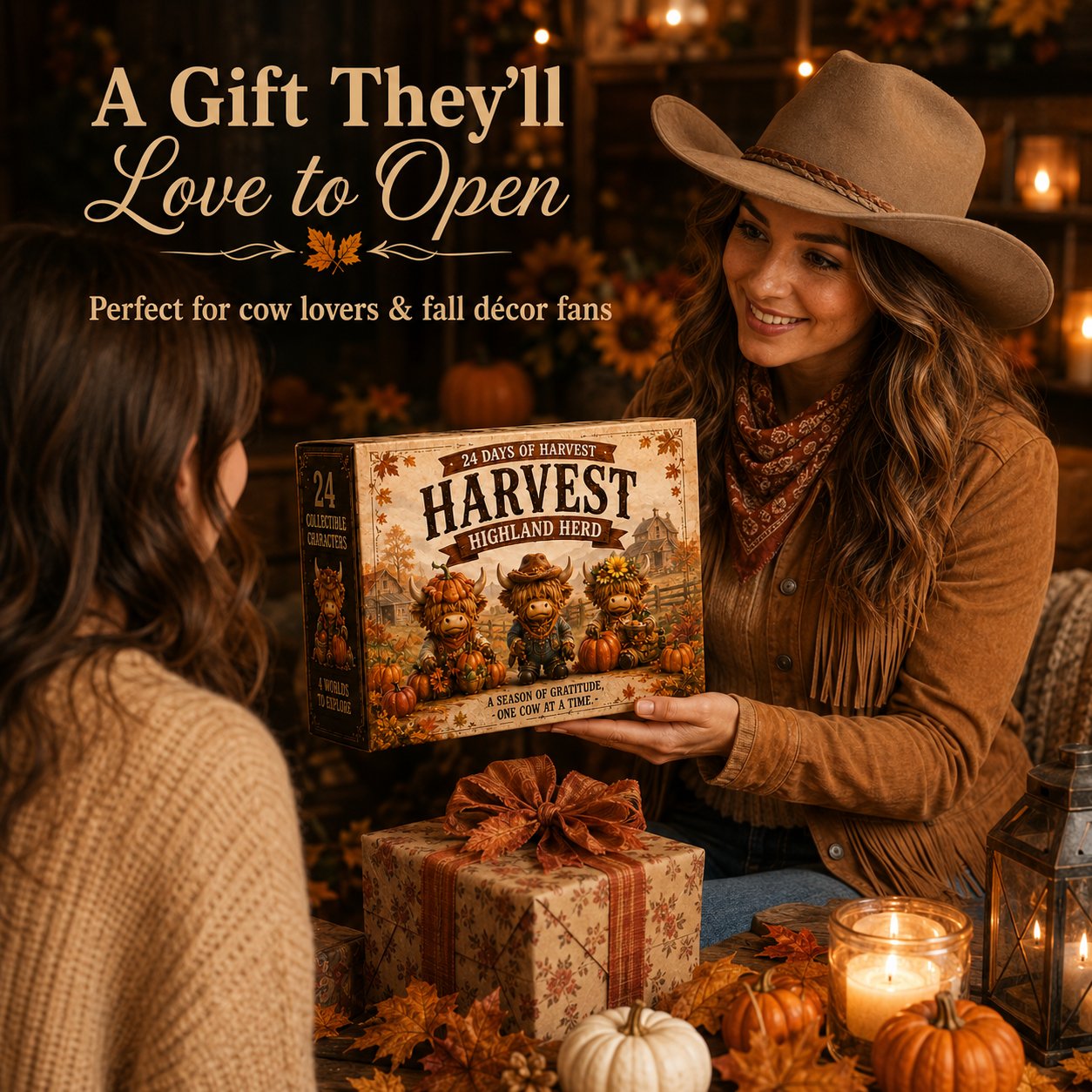 🍂 24-Day Highland Cow Harvest Countdown Calendar Blind Box – 24 Collectible Fall Figurines🐮🎃