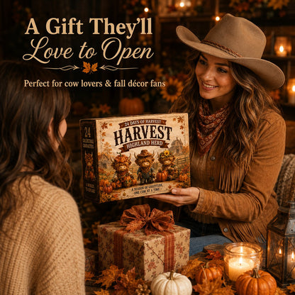 🍂 24-Day Highland Cow Harvest Countdown Calendar Blind Box – 24 Collectible Fall Figurines🐮🎃