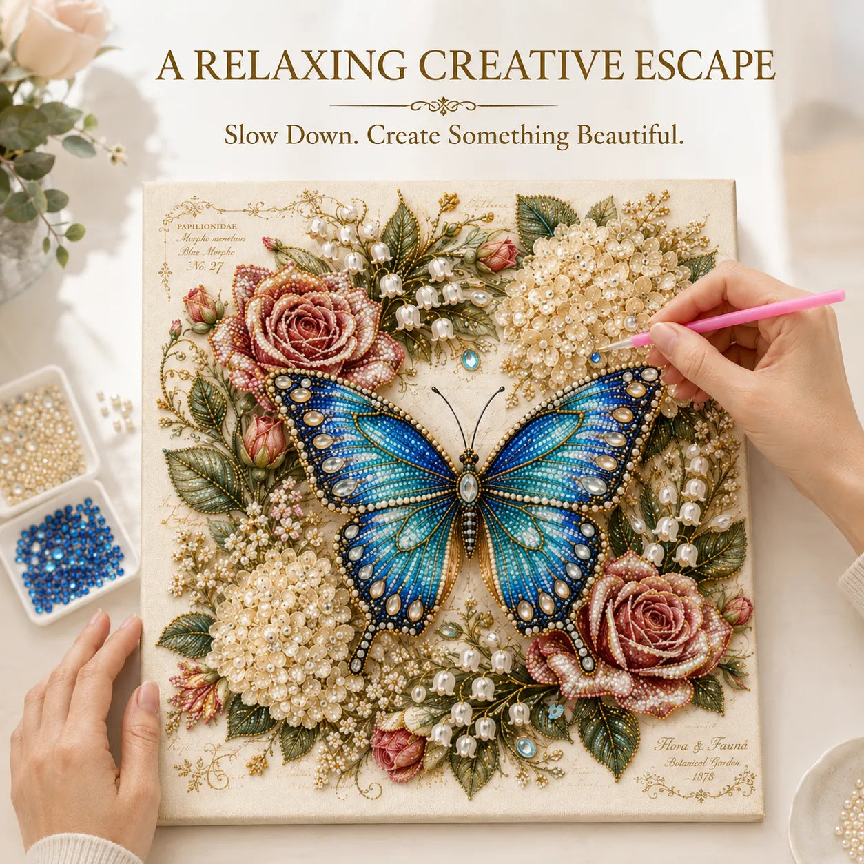 🦋💎 Shimmering Butterfly Garden Pearl Art Set – Sparkling DIY Floral Display