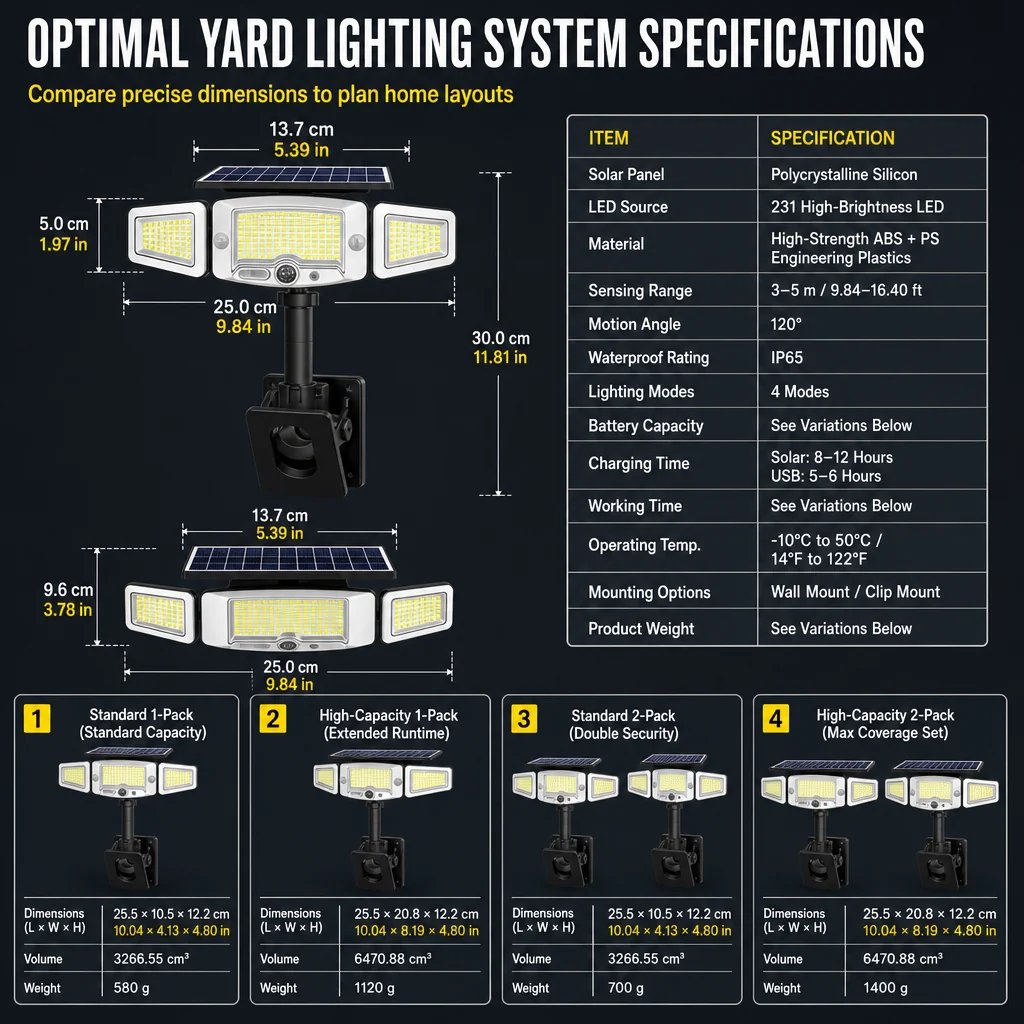 Solar 3-Head Motion Sensor Light