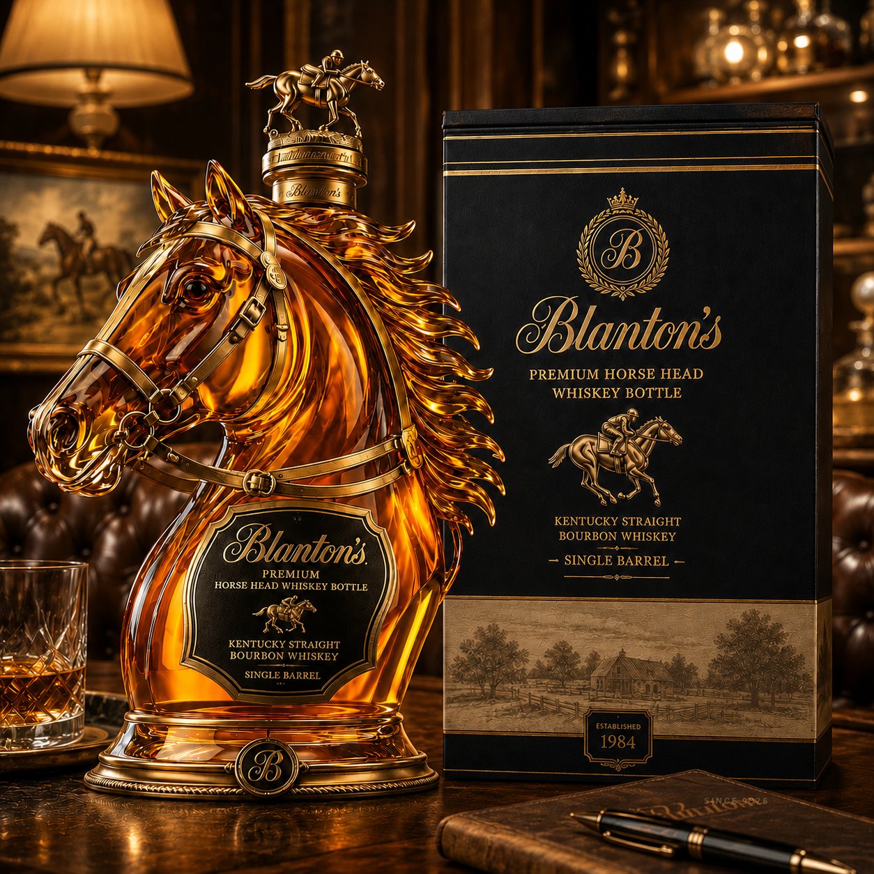 Blanton's Horse Head Single Barrel Bourbon Whiskey Bottle