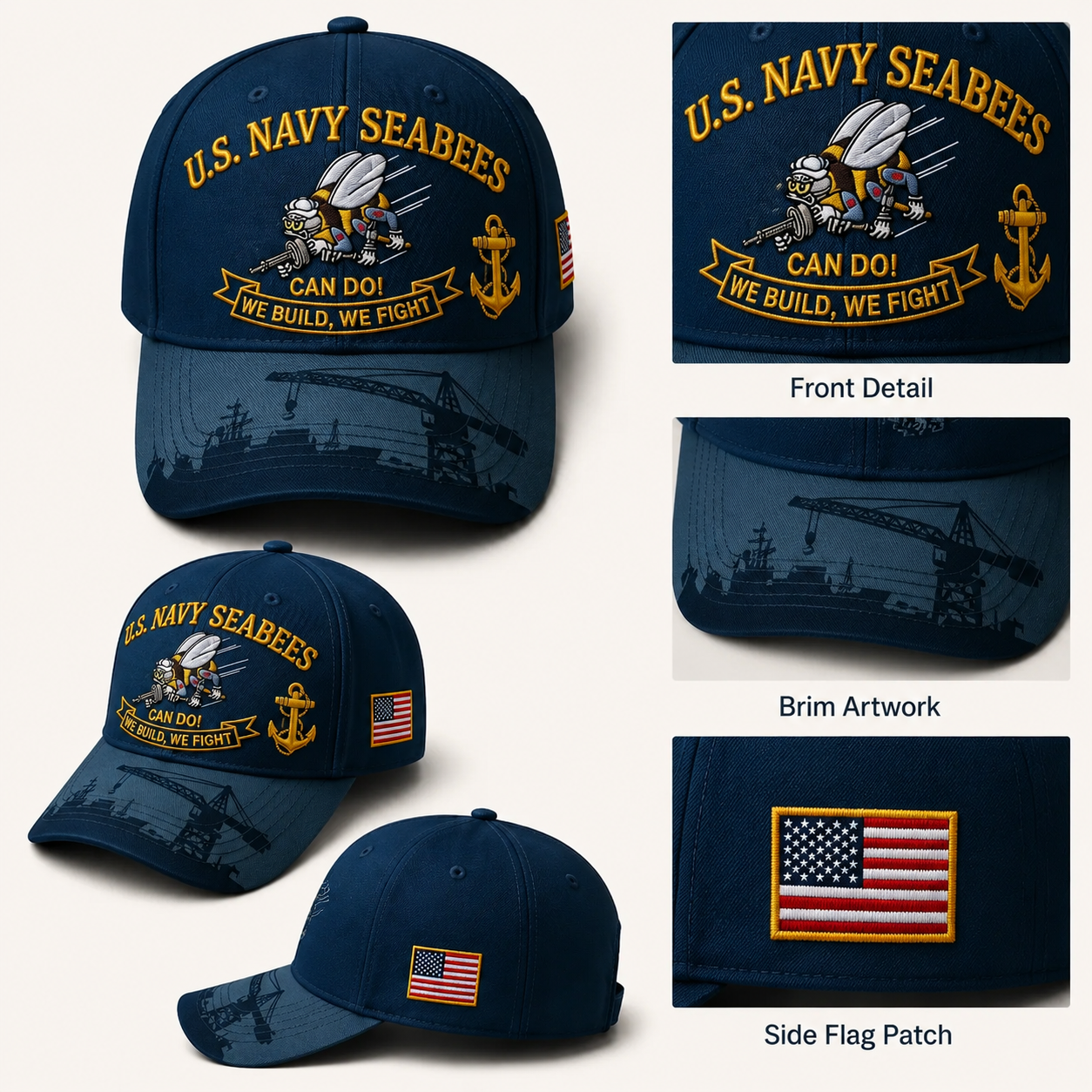 ⚓️🇺🇸 Last Day Promo: 69% OFF 🐝 US Navy Seabees "Can Do!" Tribute Cap
