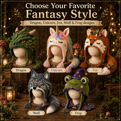 Fantasy Hood Hat DIY Crochet Kit – Create Your Own Magical Wearable Character Hat🎁Beginner Friendly