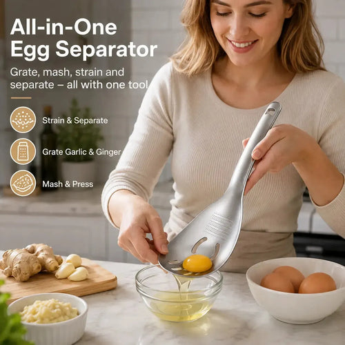🍳🧄 4-in-1 Stainless Steel Kitchen Prep Spoon – Separate, Grate, Mash & Mix