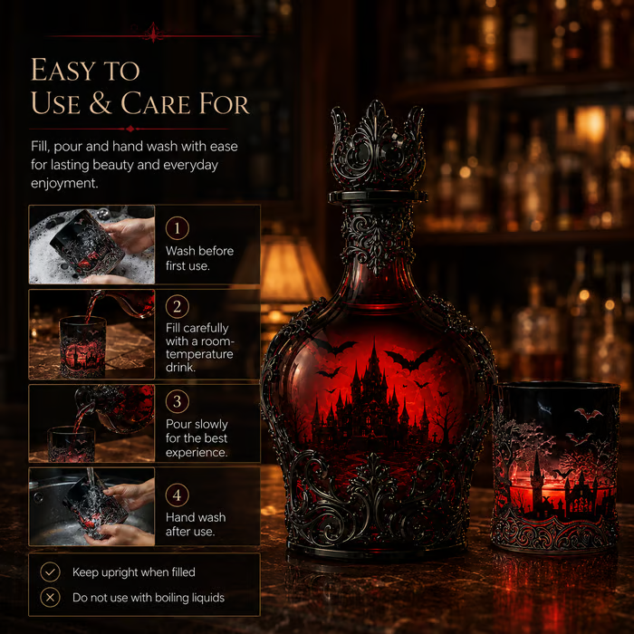 🔥Last Day 49% OFF - 🦇🍺Gothic Vampire Castle Whisky Decanter & Tumbler