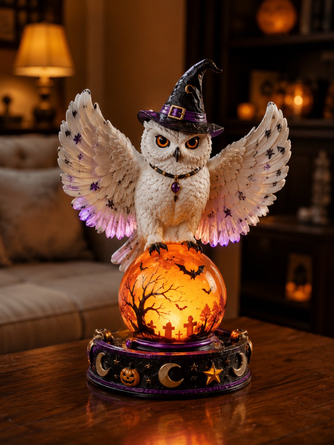👻Halloween Raven Crystal Ball Lighted Decor
