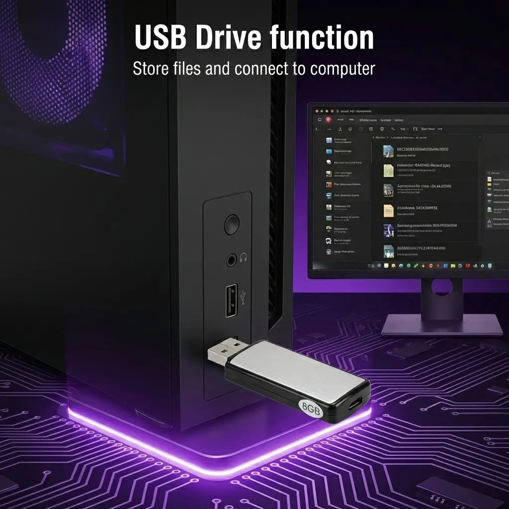 🎙️💾USB Flash Drive Voice Recorder 2-in-1 – Voice Activated, Smart Noise Reduction, Scheduled Recording,Auto File Save