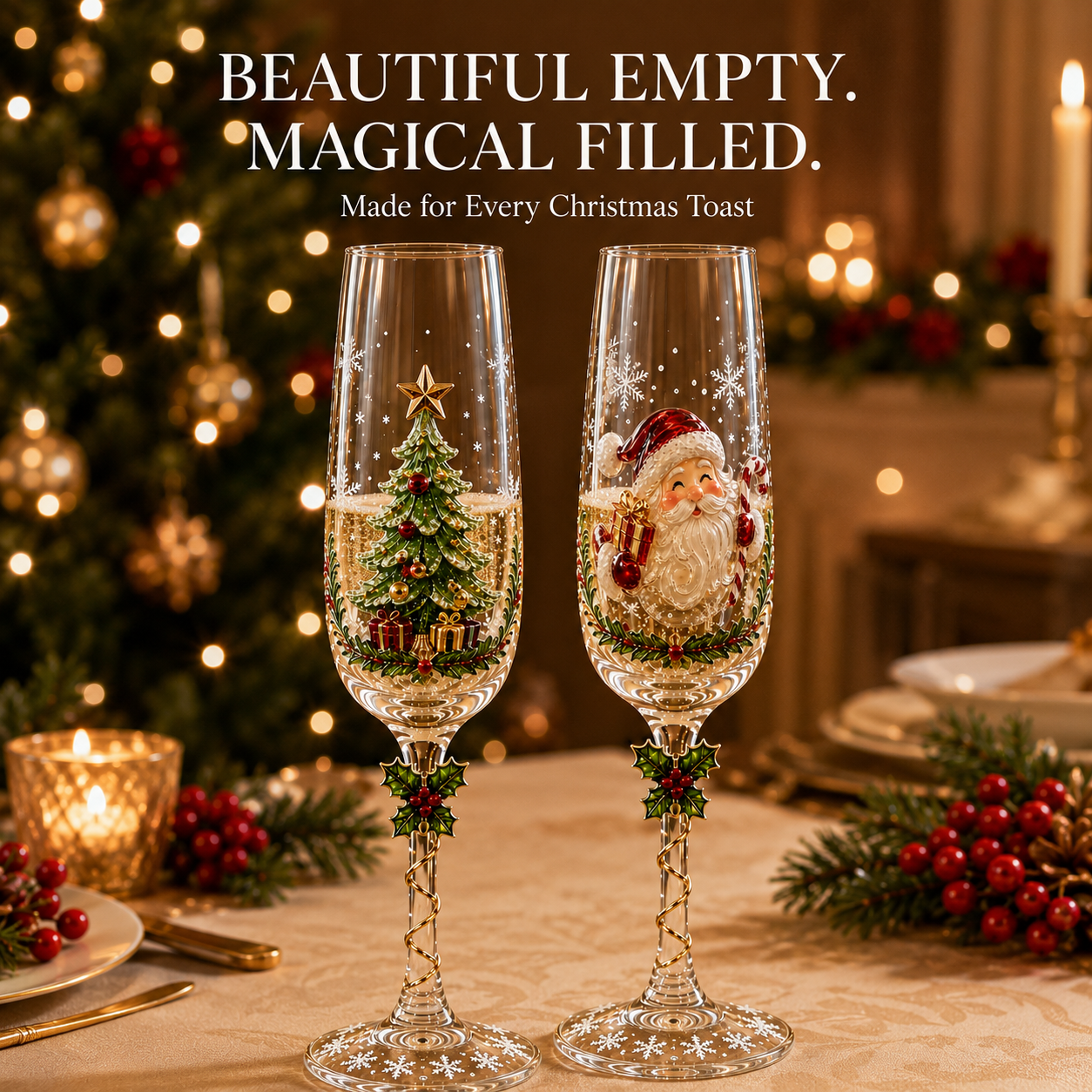 🎁Christmas Magic Champagne Glass Collection✨
