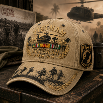 🎖️Vietnam Veteran 1965–1975 Commemorative Embroidered Cap –💛 Proud to Have Served