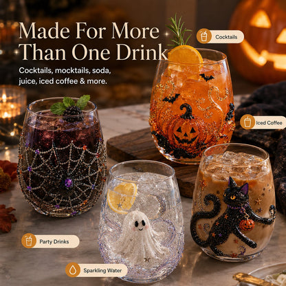 🎃 👻🍹 3D Halloween Glass Collection – Pumpkin, Ghost & Bat Designs for the Ultimate Fall Drinkware