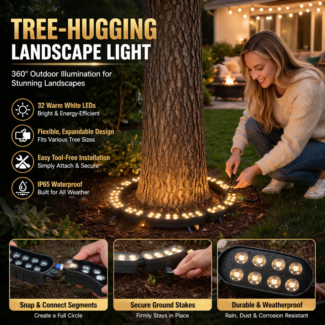 ✨ LED Ring Tree Light(Single piece) 🌳| Outdoor Waterproof Landscape Spotlight
