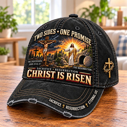 Christ Is Risen Two Sides One Promise Baseball Cap