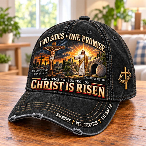 Christ Is Risen Two Sides One Promise Baseball Cap