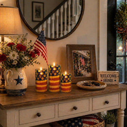 3-Piece Set - Patriotic Flameless Candles (With Remote Control)
