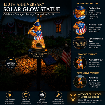 🔥Last Day 70% OFF - ⚾150th Anniversary Baseball Bear Solar Garden Stake Light