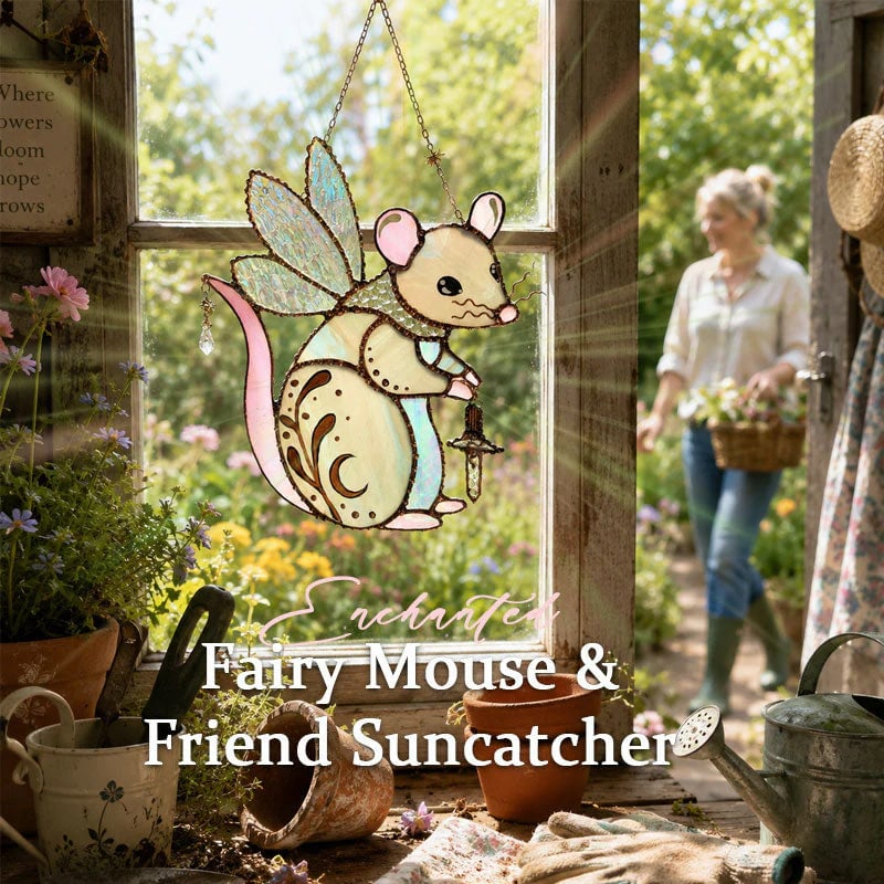 Enchanted Fairy Mouse Suncatcher – Whimsical Window Hanging Decor