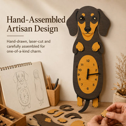 Swing Tail Dachshund Wooden Wall Clock 🐶