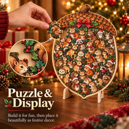 Wooden Christmas Puzzle with Stand — 8 Festive Designs to Build & Display