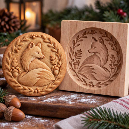 🍪 Woodland Animal Cookie Mold | 4.7-Inch Wooden Embossing Mold for Cozy Homemade Cookies