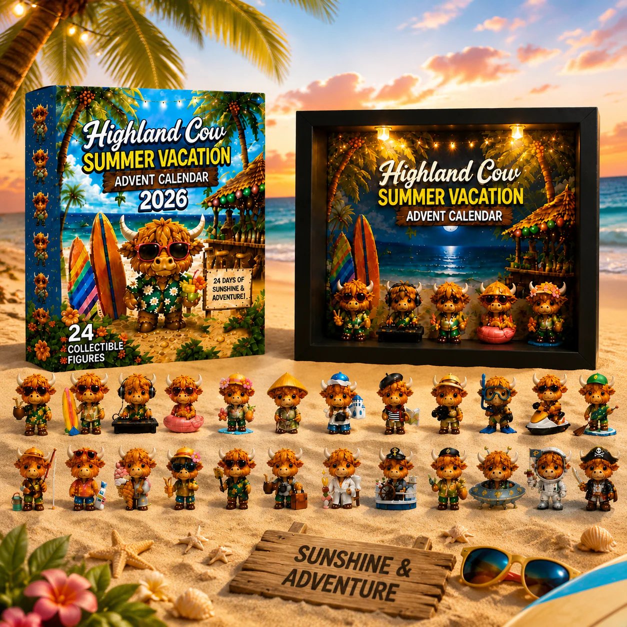 🎁Last Day 50% OFF -Highland Cow Summer Vacation Advent Calendar 2026