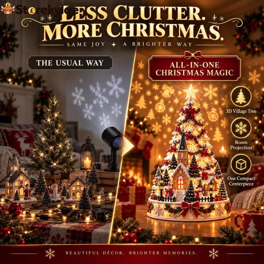 🎄Christmas Village Projection Centerpiece – 4 Themed Villages