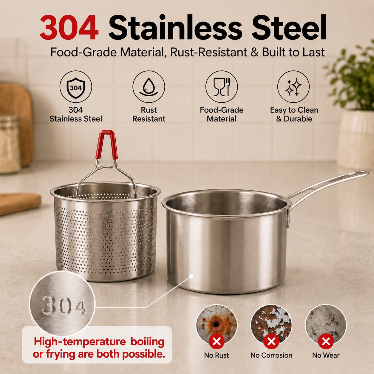 🍜 Mess-Free Noodle Strainer Pot — Cook, Drain & Pour In One Step