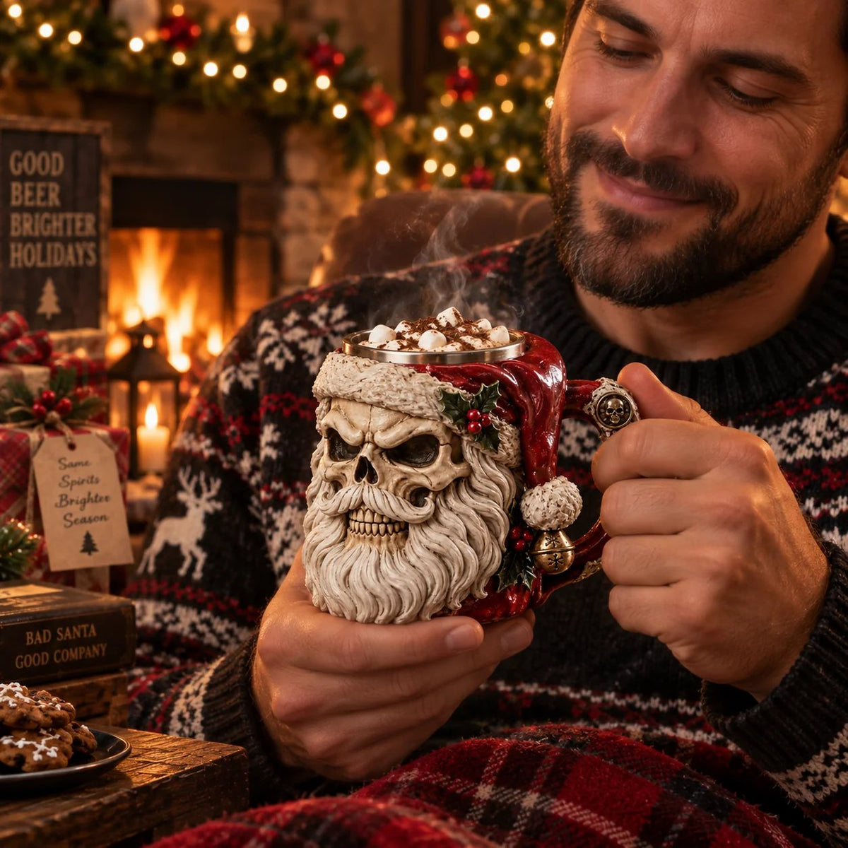💀🎅 3D Dark Christmas Santa Mug Collection | Skull Santa & Pirate Santa Designs with Sculpted Holiday Details ☠️