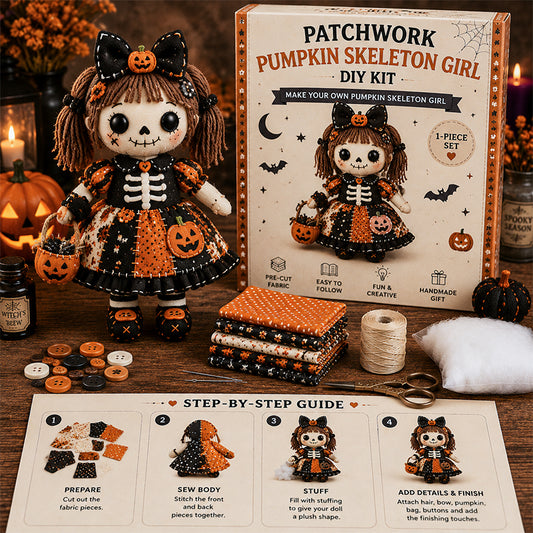 🎁Last Day 50% OFF -🧙‍♀️ Patchwork Skeleton Witch Girl DIY Kit