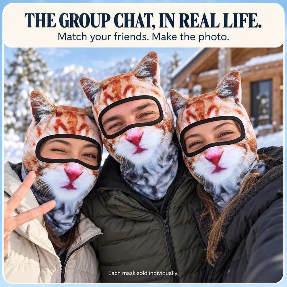 3D Cat Ski Balaclava Face Mask with Ears Animal Mask