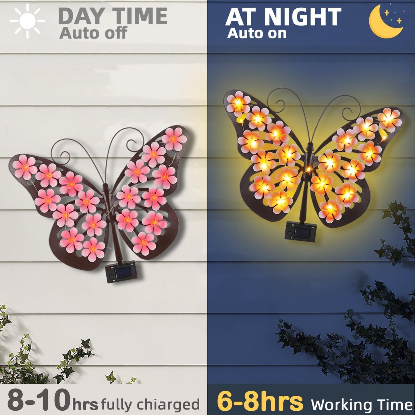 🦋Solar Lights Outdoor Metal Butterfly Wall Decor