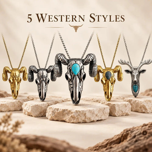 🤠🐐 Frontier Skull Statement Pendant – 5 Western Styles with Necklace & Clip Wear