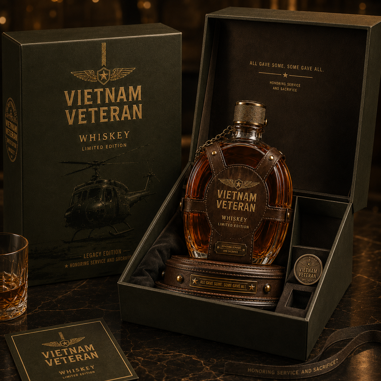 🎖️Vietnam Veteran Tribute Whiskey Decanter Gift Set – All Gave Some, Some Gave All