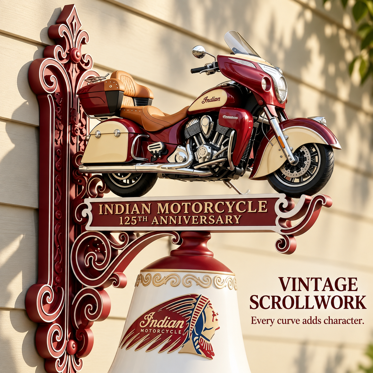 🏍Indian Motorcycle 125th Anniversary Wall-Mounted Hanging Bell🏍