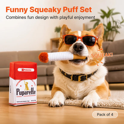 Funny Squeaky Plush Cigarette Dog Toy Set 🐶🚬