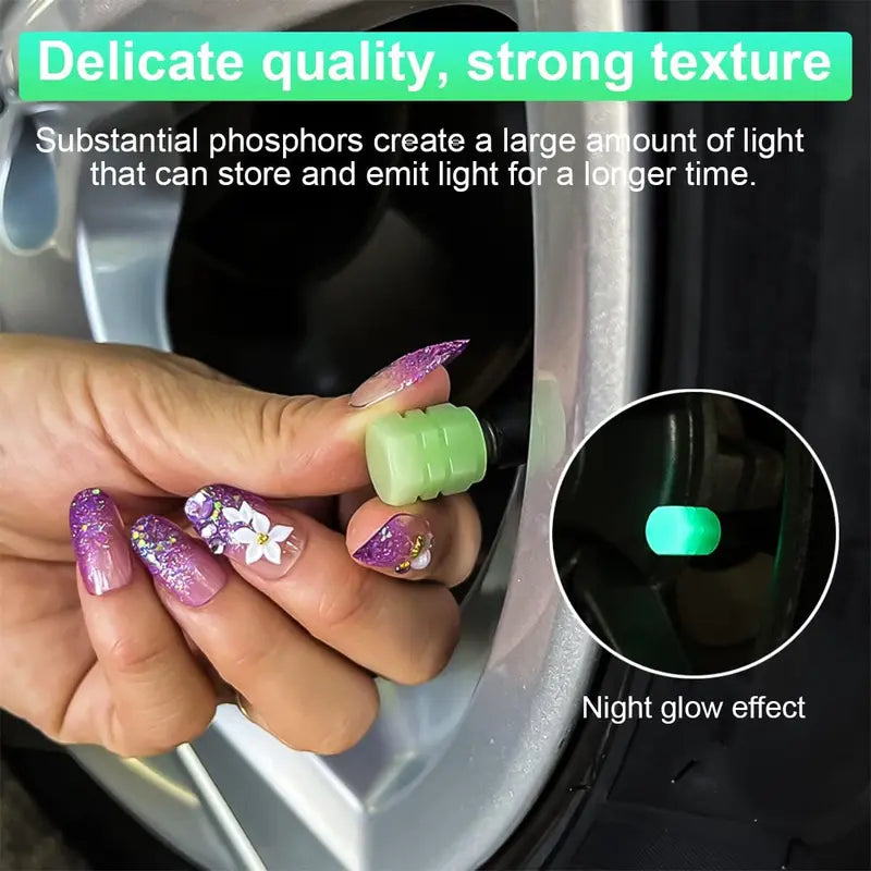 🚗🌙4PCS Luminous Tire Valve Stem Caps