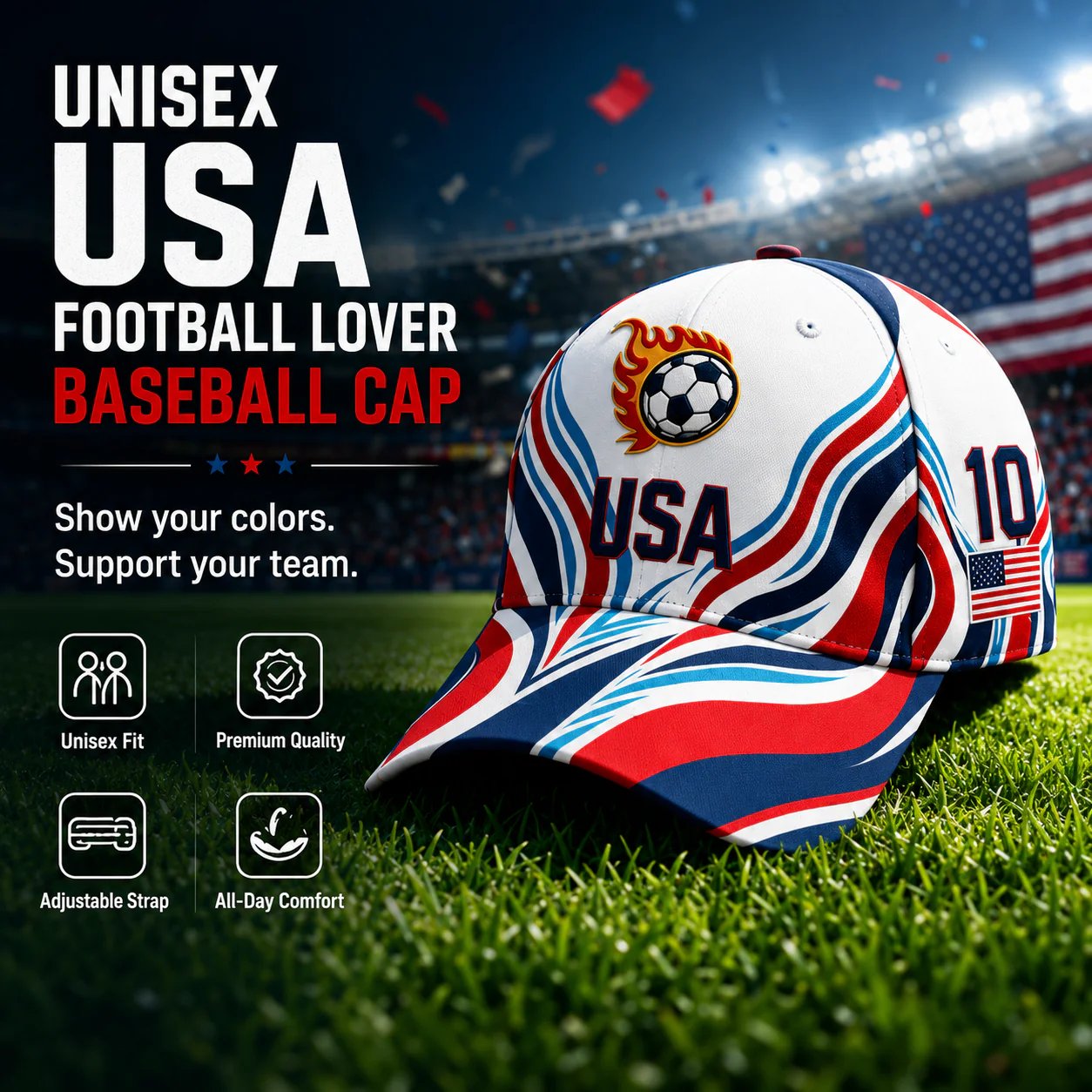 🔥LAST DAY 50% OFF - 🇺🇸 Unisex USA Football Lover Baseball Cap🧢