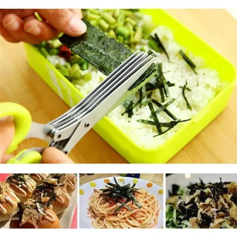 ✂️ 5-Blade Kitchen Herb Scissors – Fast & Even Herb Cutting Tool