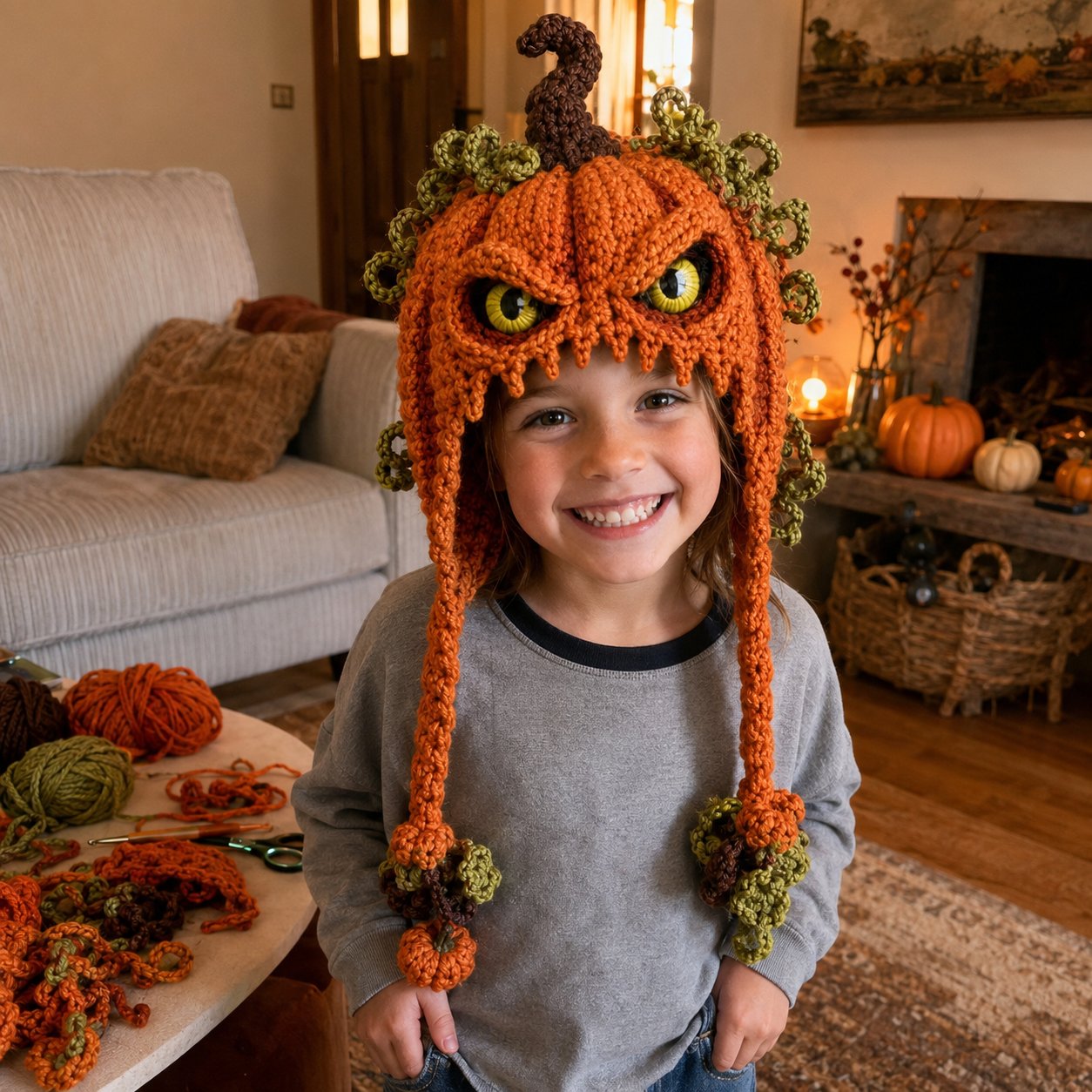 ? LAST DAY 49% OFF – ? Halloween Monster Hood DIY Crochet Kit | Premium Soft Yarn Materials with Step-by-Step Guide DIY Handmade Wearable Character Hood ??✨