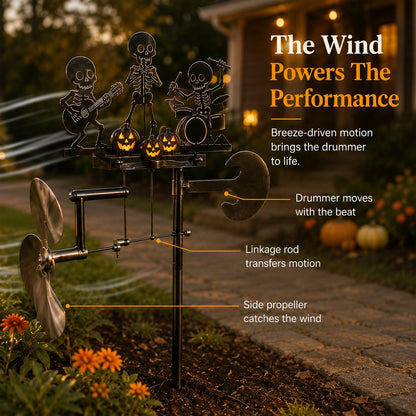 🎸💀Halloween Skeleton Band Kinetic Wind Spinner