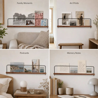Minimalist Photo Display Shelf – Modern Wall Ledge for Photos, Art Prints & Postcards