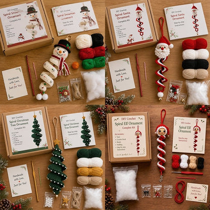 ☃️🧶 Crochet Snowman Spiral Ornament DIY Kit—Stitch Your Own Christmas Magic! 🎄✨