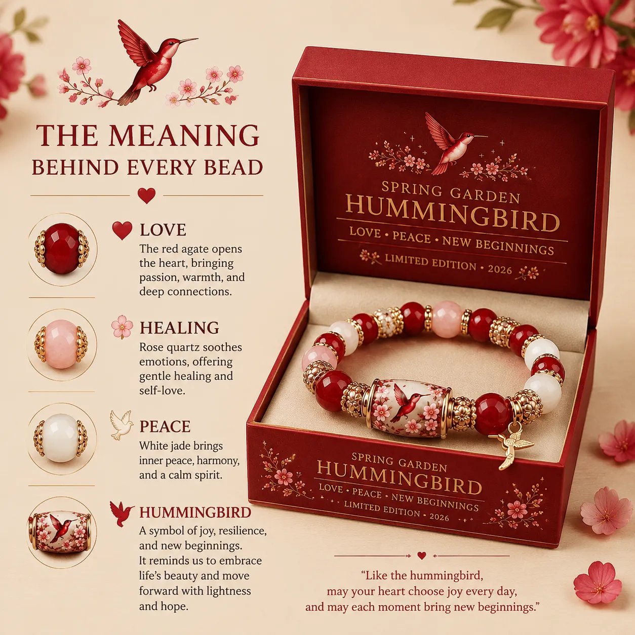🌿 Love, Peace & Spring Blessings 💖 | 2026 Limited Edition Bracelet - Limited stock