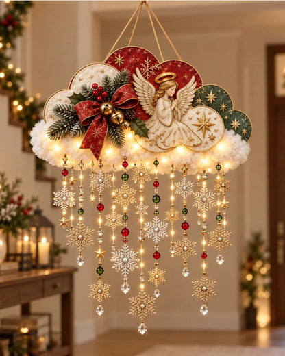 Angelic Christmas Snowfall Cloud – Lighted Hanging Holiday Decor☁️✨