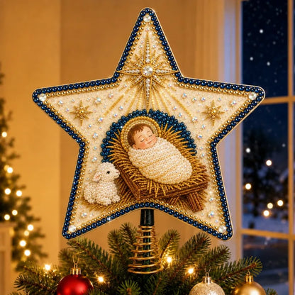 🔥LAST DAY 50% OFF - ⭐ Christian Faith Pearl Diamond Art Christmas Tree Topper Kit