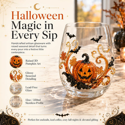 🎃 👻🍹 3D Halloween Glass Collection – Pumpkin, Ghost & Bat Designs for the Ultimate Fall Drinkware
