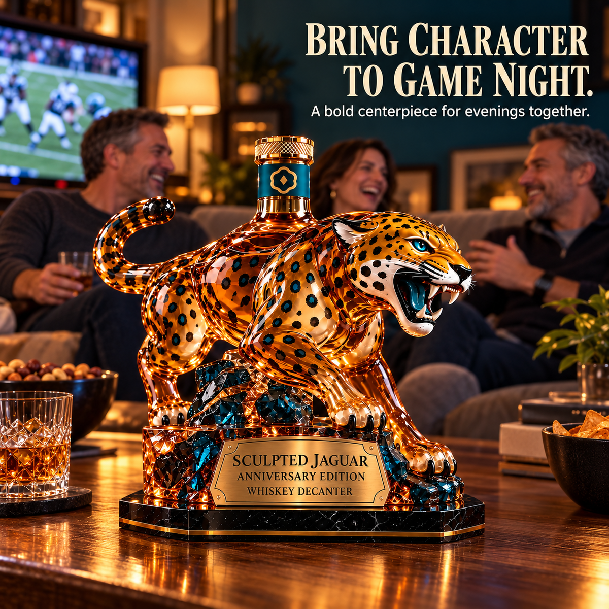 🐆 Sculpted Jaguar Whiskey Decanter – Anniversary Edition