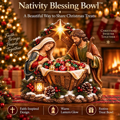 Nativity Blessing Bowl™ | Lighted Christmas Treat Bowl with Mary, Joseph & Bethlehem Star 🎄