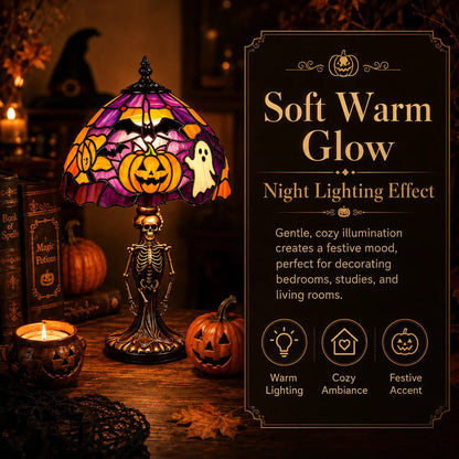 ✨Tiffany Lamp🎃👻Retro Halloween Painted Glass Table Lamp