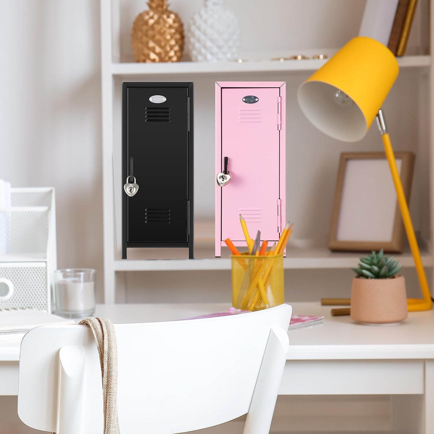 Mini Metal Locker Storage,Small Money Security and Cash Safe Box for Jewelry